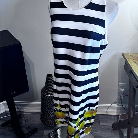 Milly For Design Nation Womens Sheath Dress Size 12 White Stripe Citrus Combo - Picture 2 of 6